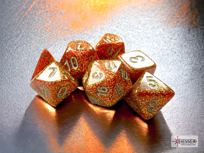 CHX20503 Gold/Silver Mini Glitter 7pc Poly Dice Set image 0